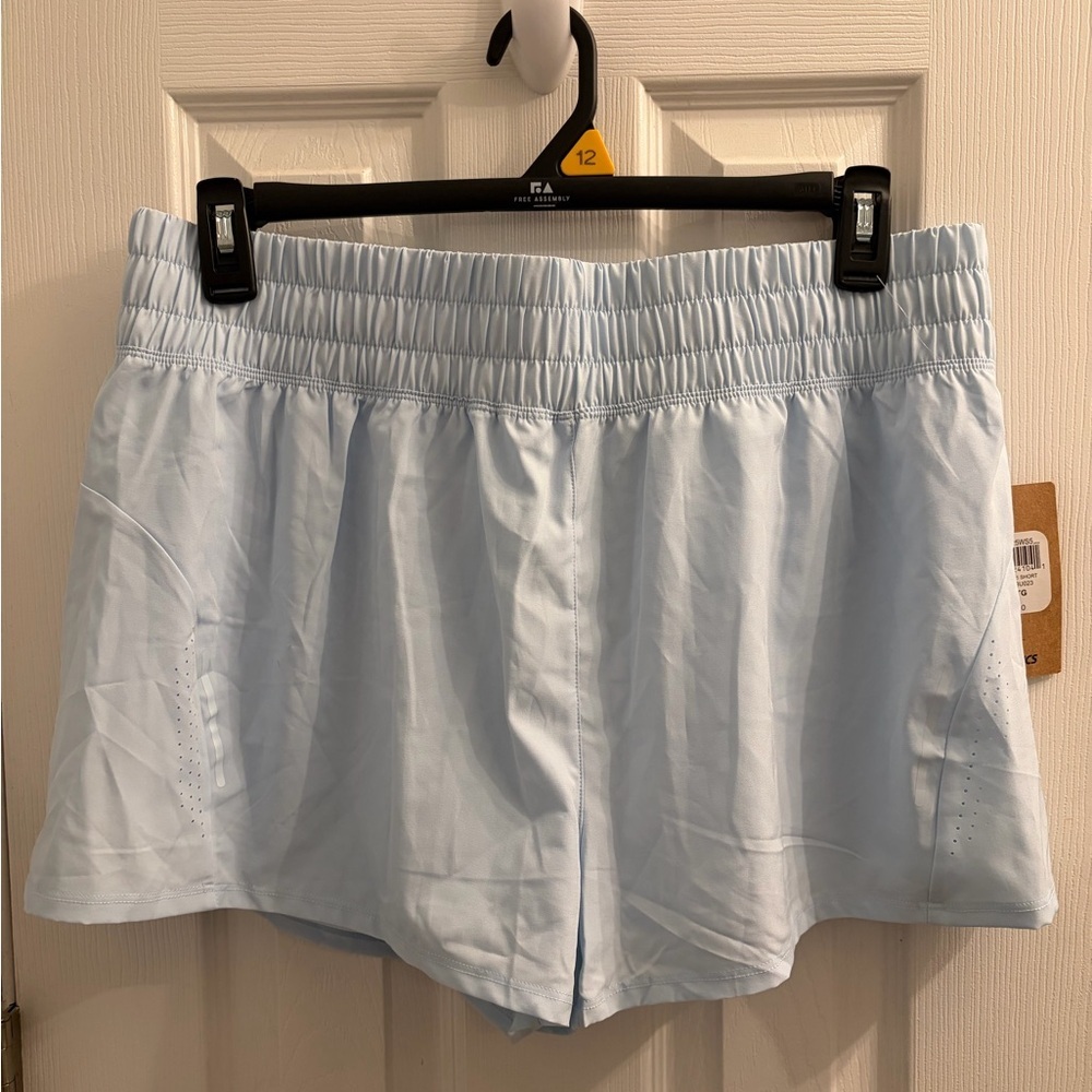 Asics Women's Light Blue Athletic Running Workout Essentials Shorts Size XL NWT - Picture 1 of 8